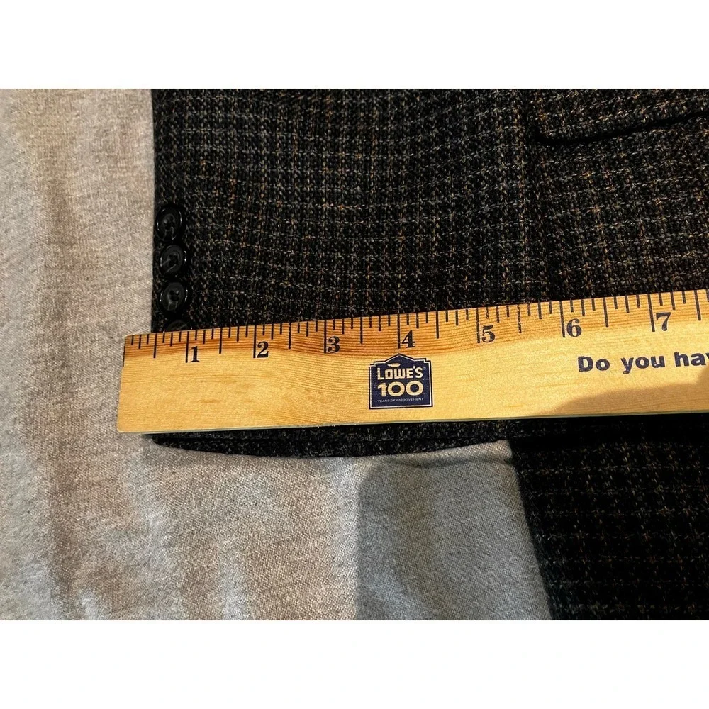 Oscar De‎ La Renta Navy Blue Plaid 38R Wool Blazer Sports Coat Preowned Menswear